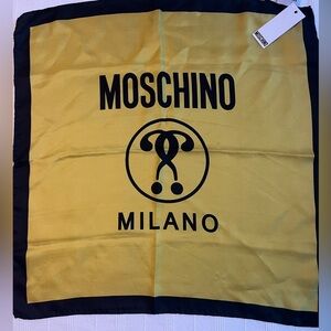 Moschino Milano 100% silk square scarf Black and Yellow